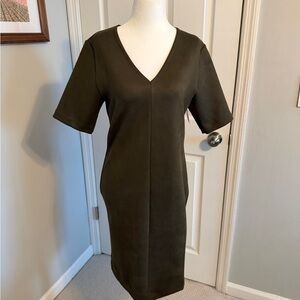 SPANX Olive Midi Dress with V-Neck